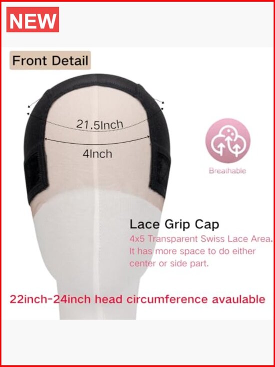 Lace Wig Grip Cap 4x5 Transparent Swiss Lace Front Non-slip Velcro Headband main image 6